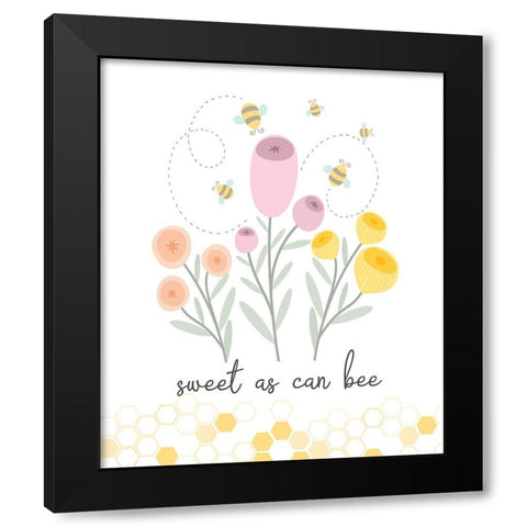 Sweet as Can Bee Black Modern Wood Framed Art Print by ND Art