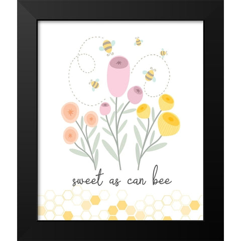 Sweet as Can Bee Black Modern Wood Framed Art Print by ND Art