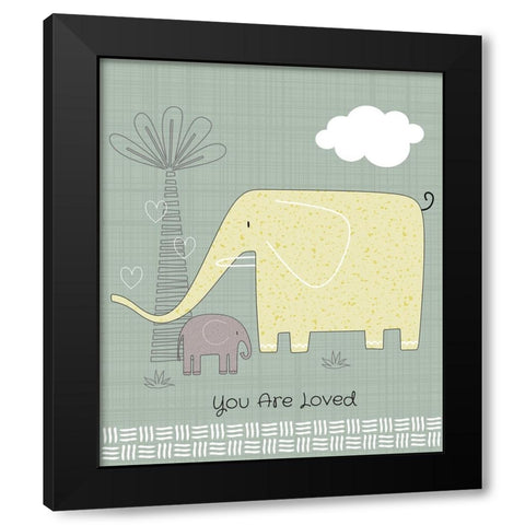 Loved Elephant Black Modern Wood Framed Art Print by ND Art