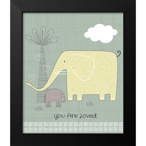 Loved Elephant Black Modern Wood Framed Art Print by ND Art