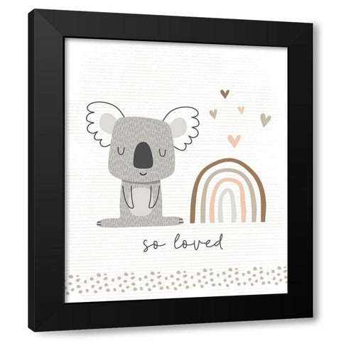 So Loved Koala Black Modern Wood Framed Art Print by ND Art