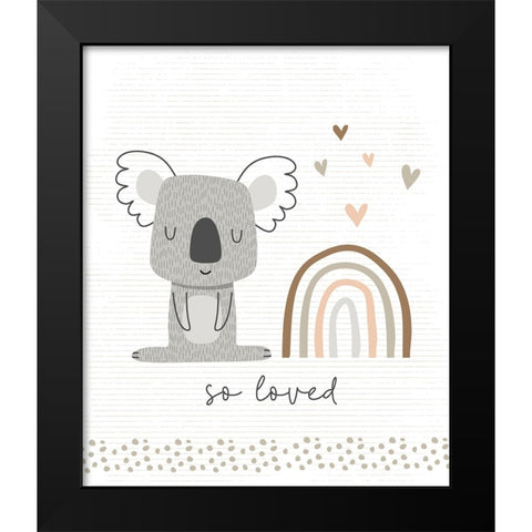 So Loved Koala Black Modern Wood Framed Art Print by ND Art