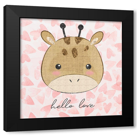 Baby Giraffe Black Modern Wood Framed Art Print by ND Art