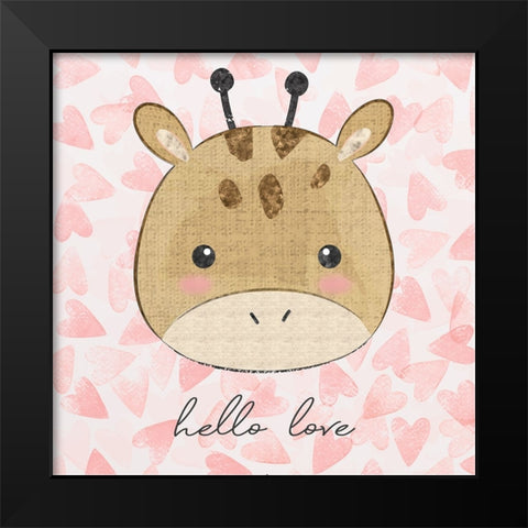 Baby Giraffe Black Modern Wood Framed Art Print by ND Art