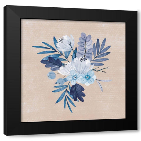 My Blue Floral II Black Modern Wood Framed Art Print with Double Matting by ND Art