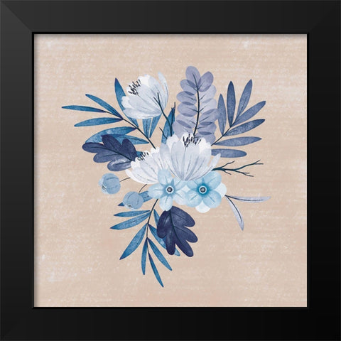 My Blue Floral II Black Modern Wood Framed Art Print by ND Art