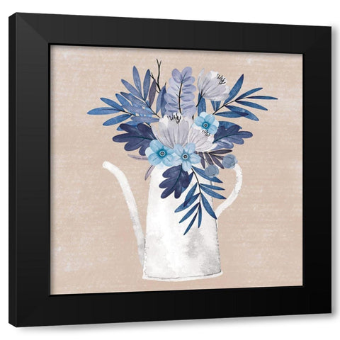 My Blue Floral III Black Modern Wood Framed Art Print by ND Art