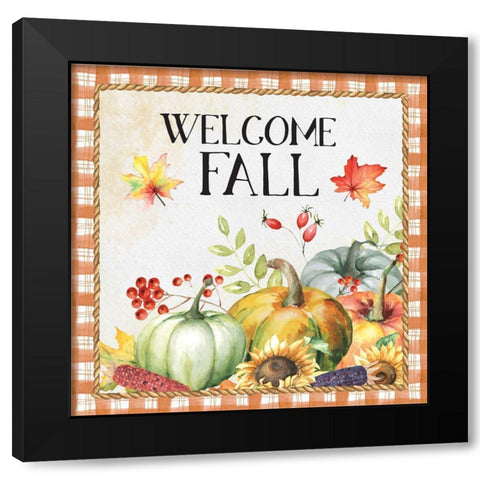 Welcome Fall Black Modern Wood Framed Art Print by ND Art