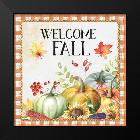 Welcome Fall Black Modern Wood Framed Art Print by ND Art