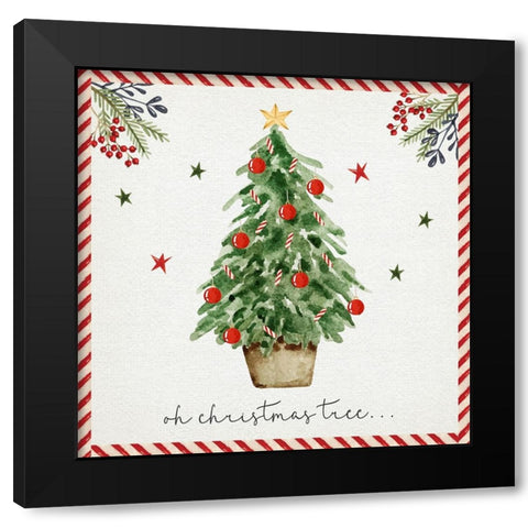 Oh Christmas Tree Black Modern Wood Framed Art Print by ND Art