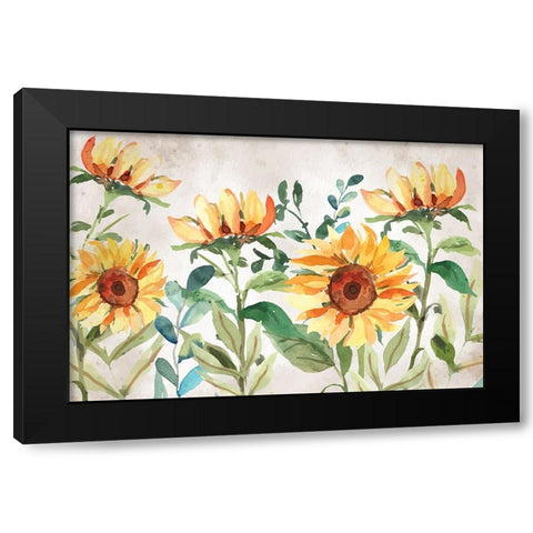 Sunflowers Black Modern Wood Framed Art Print by ND Art