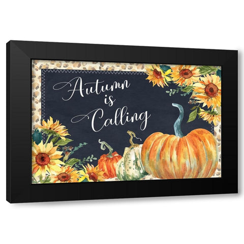Autumn is Calling Black Modern Wood Framed Art Print by ND Art