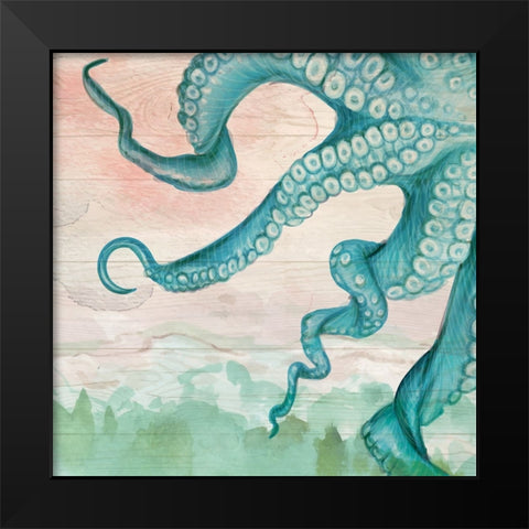 Tentacles Black Modern Wood Framed Art Print by ND Art
