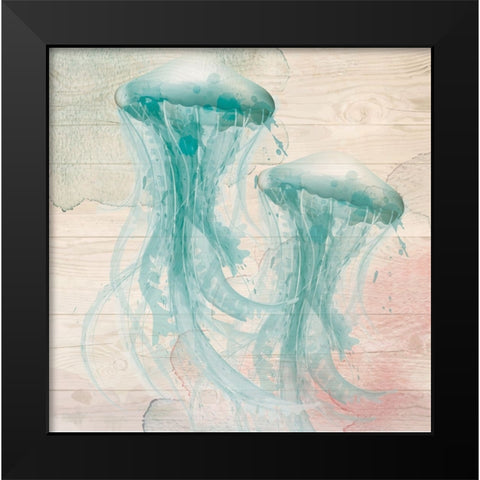 Jellyfish Black Modern Wood Framed Art Print by ND Art