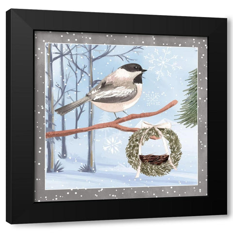 Chickadee Black Modern Wood Framed Art Print by ND Art