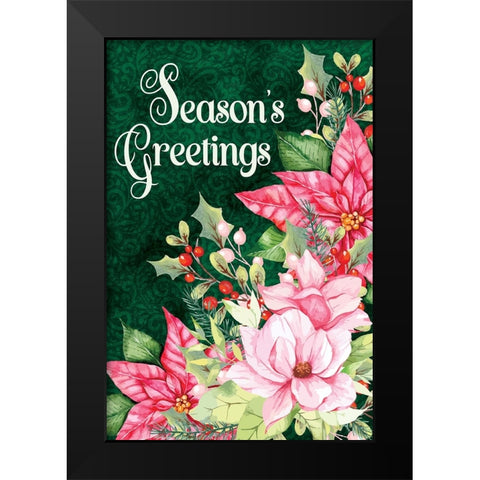 Seasons Greetings Black Modern Wood Framed Art Print by ND Art