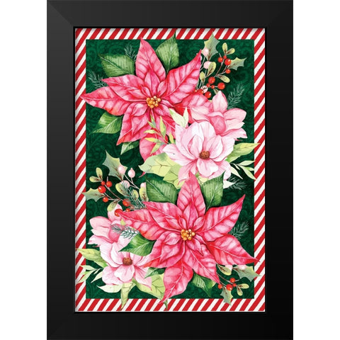 Poinsettias Black Modern Wood Framed Art Print by ND Art