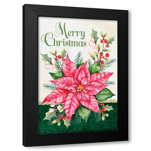 Merry Christmas Black Modern Wood Framed Art Print by ND Art