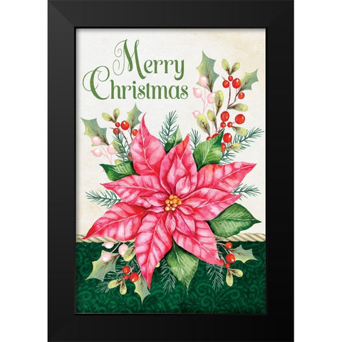 Merry Christmas Black Modern Wood Framed Art Print by ND Art