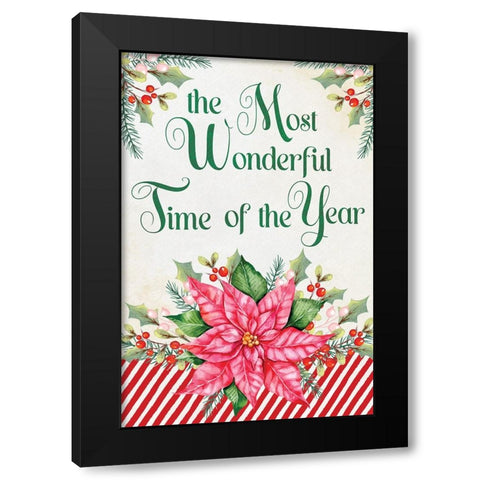 Wonderful Poinsettia Black Modern Wood Framed Art Print with Double Matting by ND Art