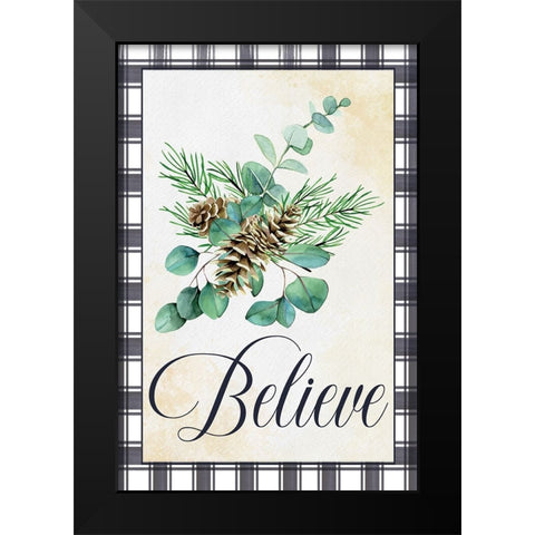Believe Black Modern Wood Framed Art Print by ND Art