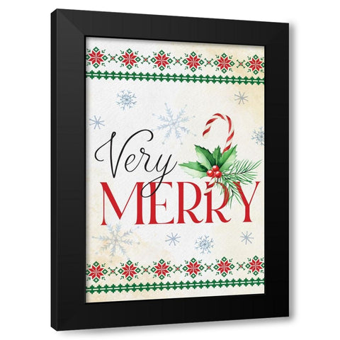 Very Merry Black Modern Wood Framed Art Print by ND Art