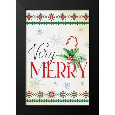 Very Merry Black Modern Wood Framed Art Print by ND Art