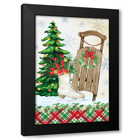 Sleigh Black Modern Wood Framed Art Print by ND Art