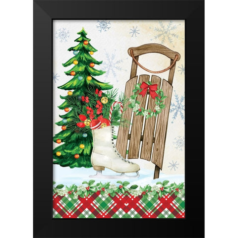 Sleigh Black Modern Wood Framed Art Print by ND Art