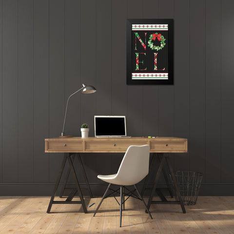 Noel Wreath Black Modern Wood Framed Art Print by ND Art