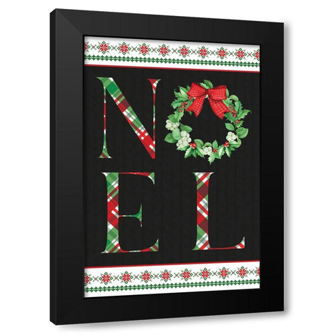 Noel Wreath Black Modern Wood Framed Art Print by ND Art