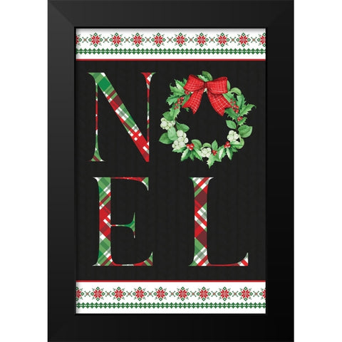 Noel Wreath Black Modern Wood Framed Art Print by ND Art