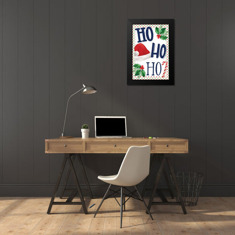 Ho Ho Ho Black Modern Wood Framed Art Print by ND Art