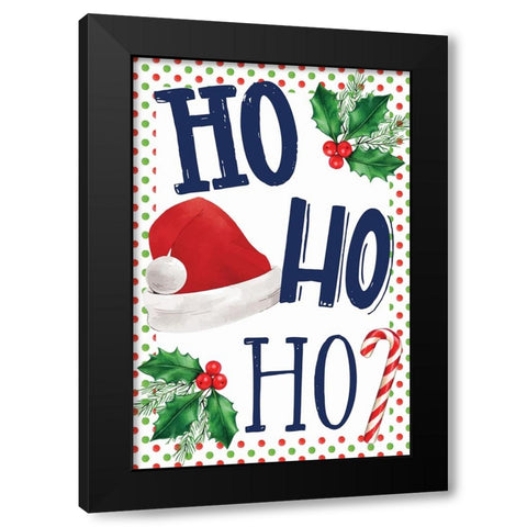 Ho Ho Ho Black Modern Wood Framed Art Print by ND Art