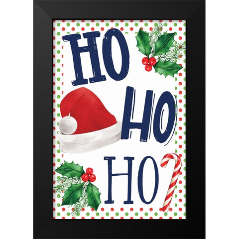 Ho Ho Ho Black Modern Wood Framed Art Print by ND Art