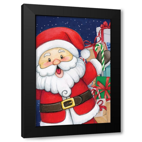 Santa Black Modern Wood Framed Art Print with Double Matting by ND Art