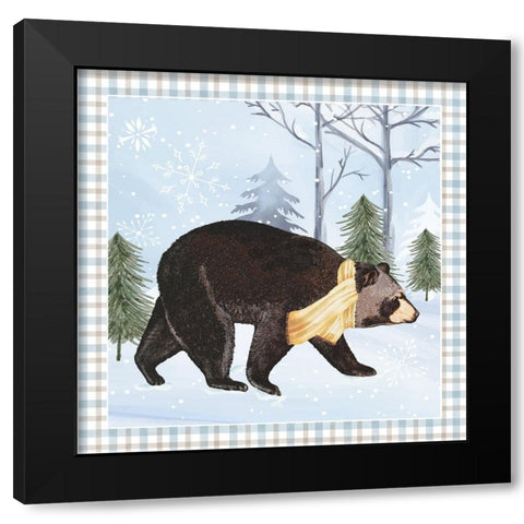 Winter Bear Black Modern Wood Framed Art Print with Double Matting by ND Art