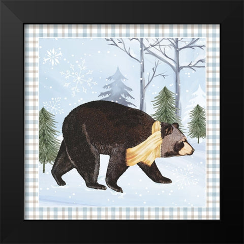 Winter Bear Black Modern Wood Framed Art Print by ND Art