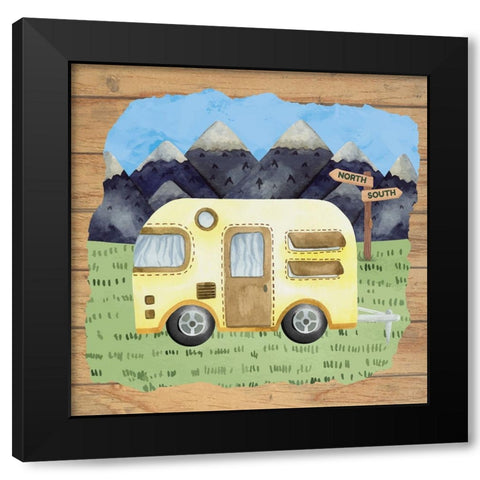 Camper Black Modern Wood Framed Art Print by ND Art