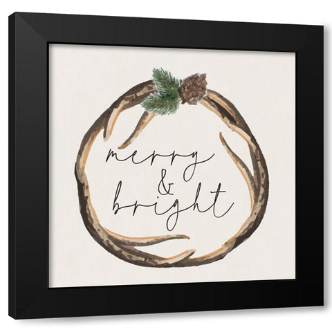 Merry and Bright Black Modern Wood Framed Art Print by ND Art