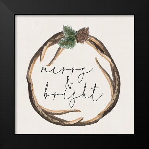 Merry and Bright Black Modern Wood Framed Art Print by ND Art
