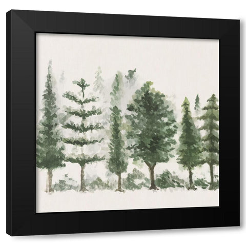 Trees Black Modern Wood Framed Art Print with Double Matting by ND Art