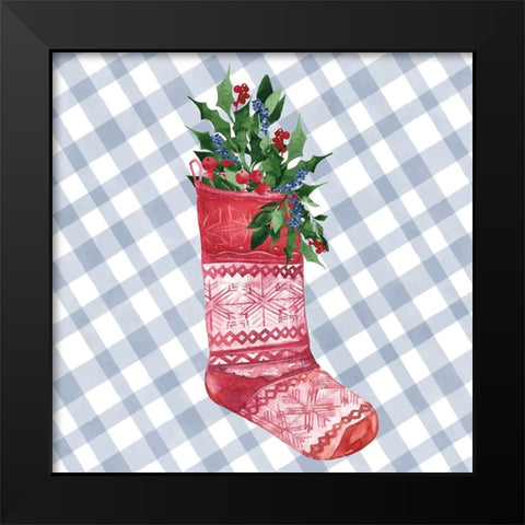 Stocking Black Modern Wood Framed Art Print by ND Art