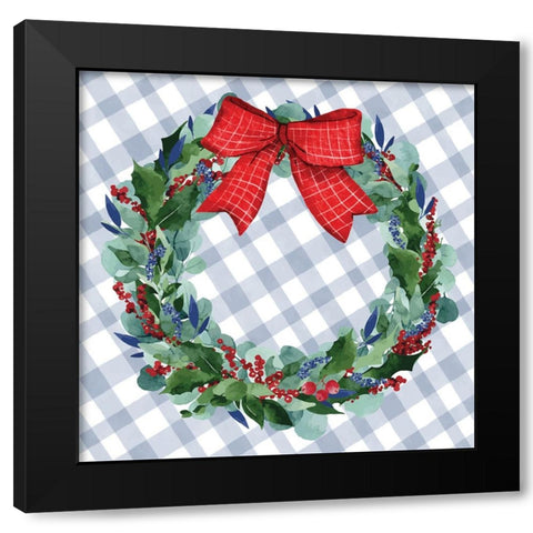 Wreath Black Modern Wood Framed Art Print by ND Art