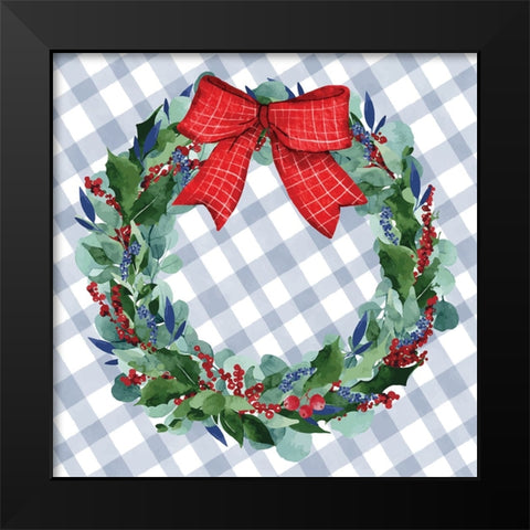 Wreath Black Modern Wood Framed Art Print by ND Art