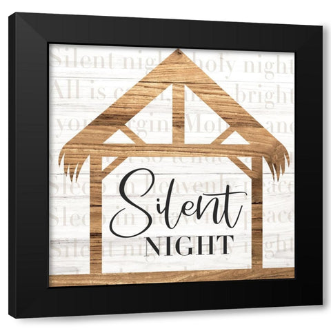 Silent Night Black Modern Wood Framed Art Print by ND Art