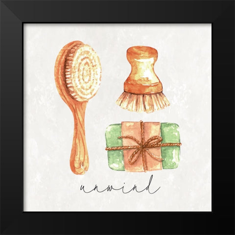 Unwind Black Modern Wood Framed Art Print by ND Art