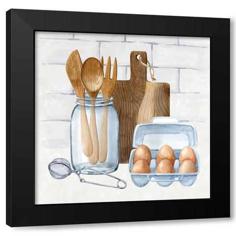 Kitchen Scene Black Modern Wood Framed Art Print by ND Art