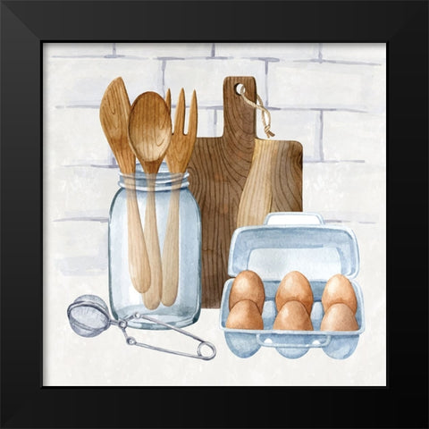 Kitchen Scene Black Modern Wood Framed Art Print by ND Art