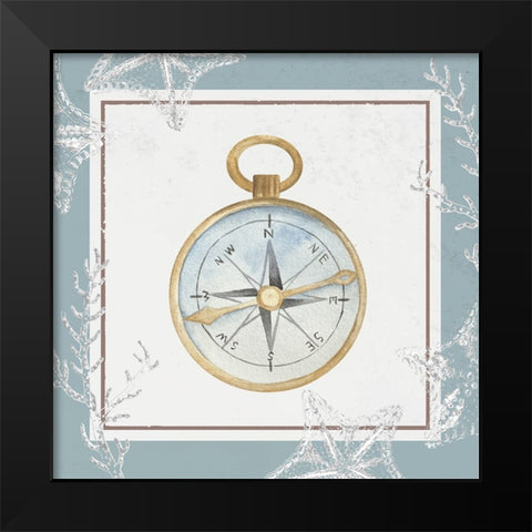 Compass Black Modern Wood Framed Art Print by ND Art